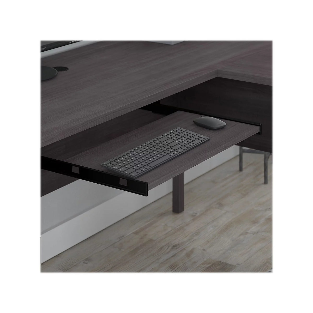 72W L Shaped Desk with Storage in Storm Gray L955174