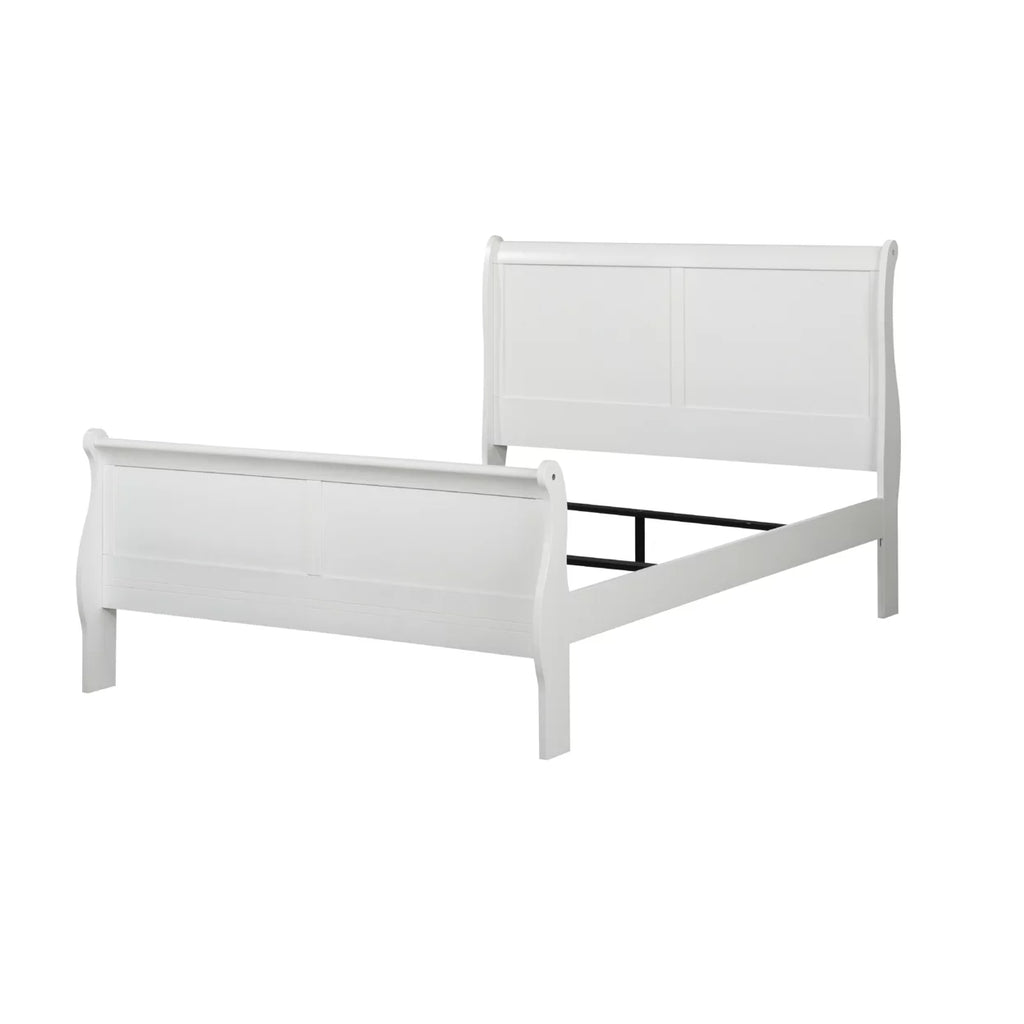 White Wooden Full Bed with Sleigh Headboard and Footboard B402432