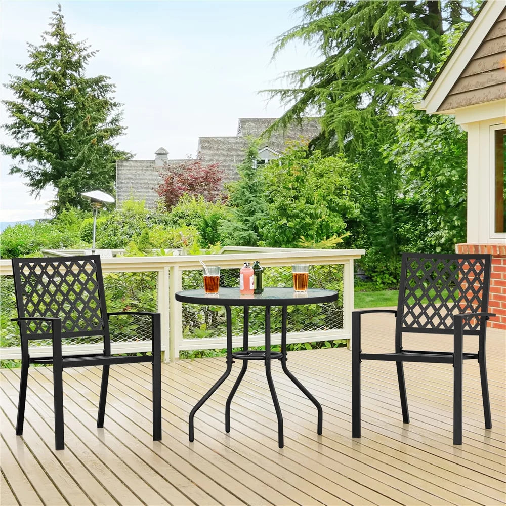 31.5'' Outdoor Patio Round Bistro Table with Umbrella Hole, Black T594