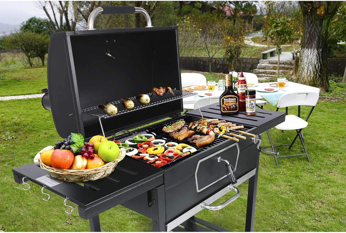 30-Inch Charcoal Grill BBQ Smoker Black T247647