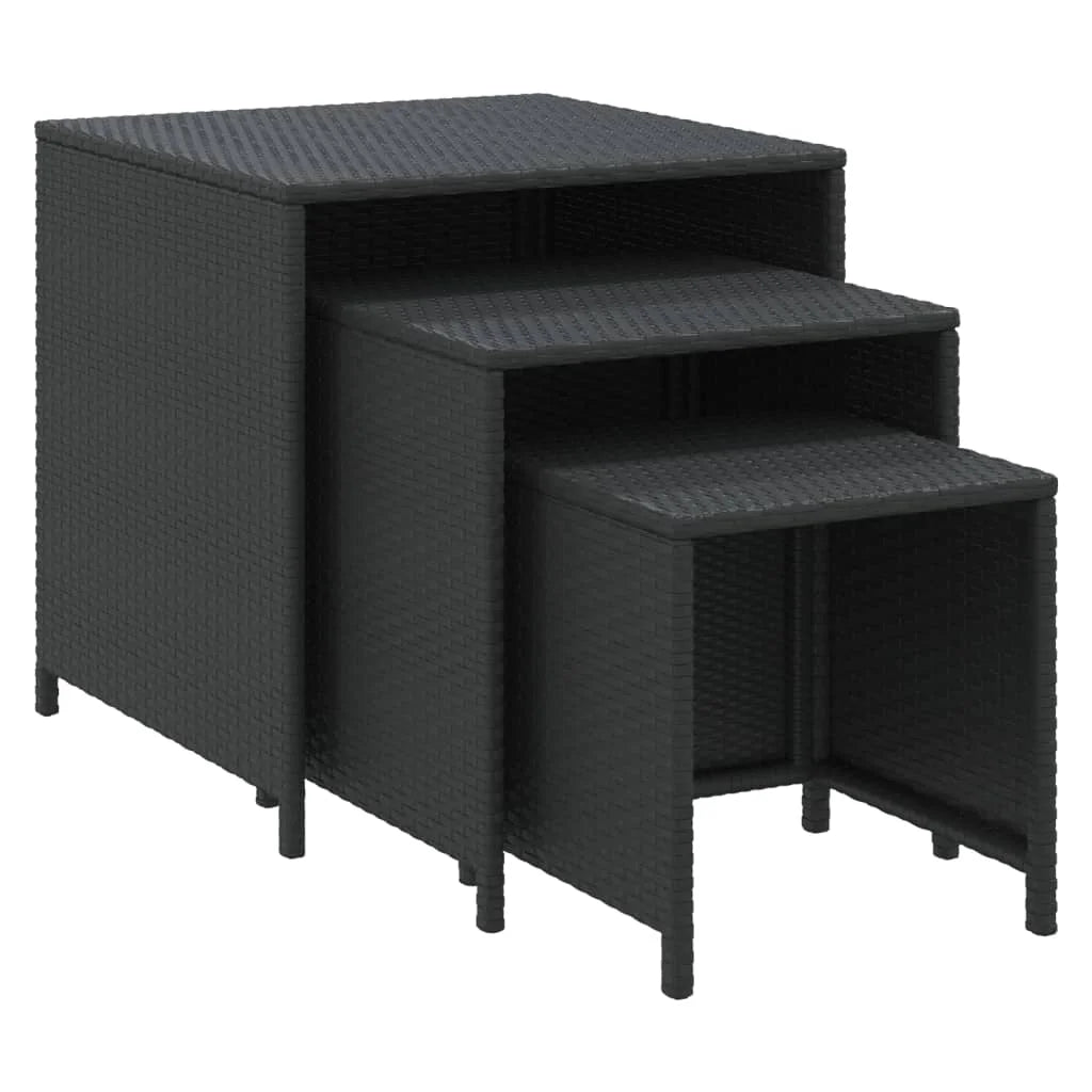 Black Poly Rattan Nesting Tables 3 pcs V7541