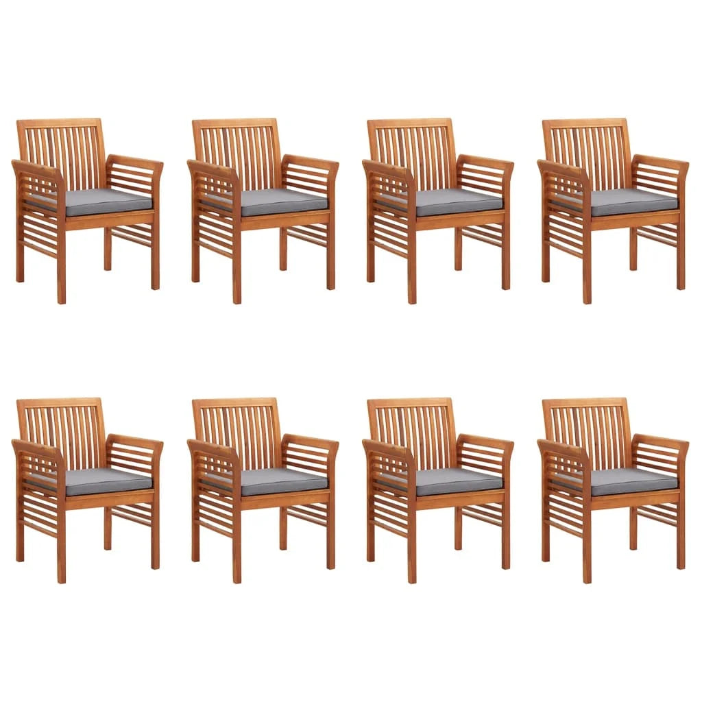 8 pcs Solid Wood Acacia Patio Dining Chairs with Cushions E144