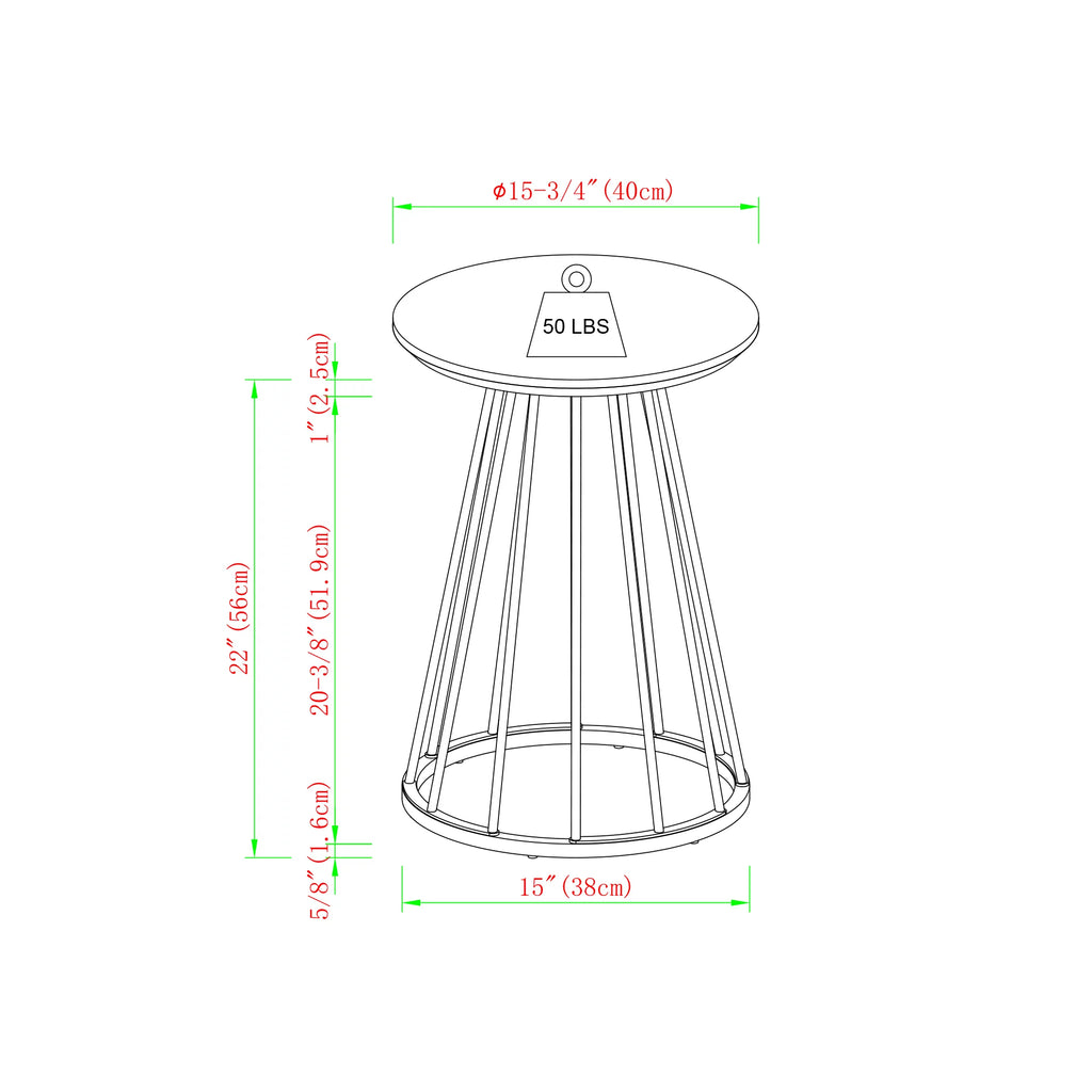 Modern 16" Accent Table with Metal Cage Base S29842
