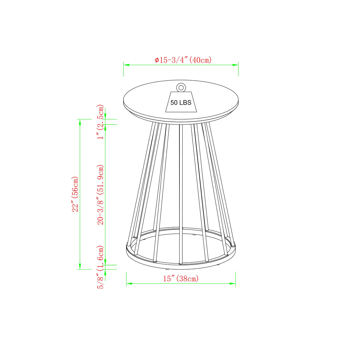 Modern 16" Accent Table with Metal Cage Base S29842