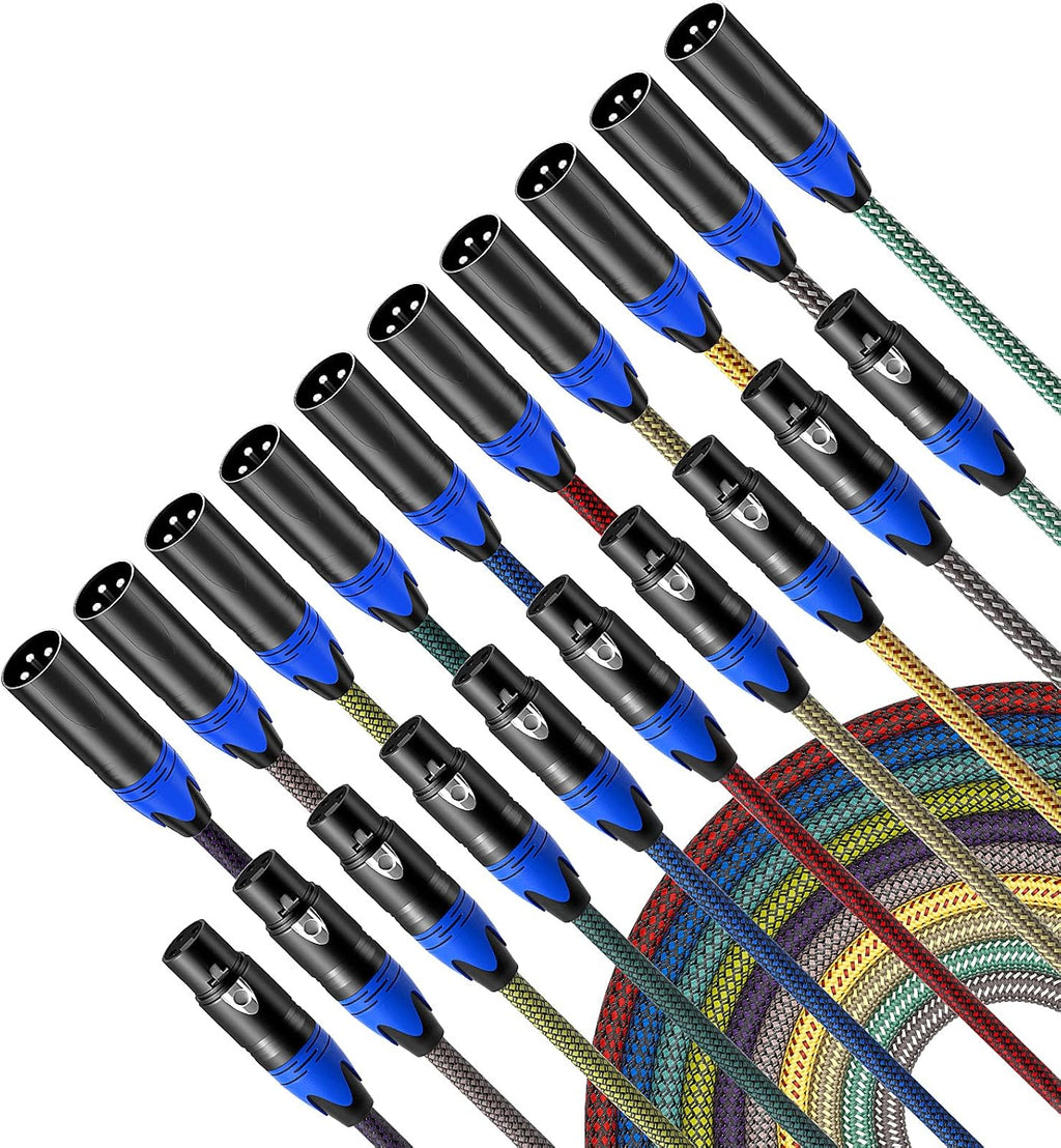10Pack 6ft Nylon Braided XLR Male to Female Microphone Cable F415