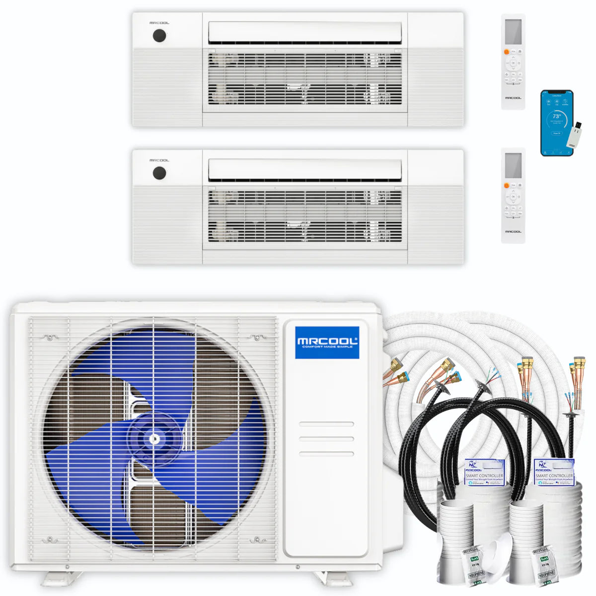 24,000 BTU 2 Zone Ceiling Cassette Ductless Air Conditioner and Heat Pump B621