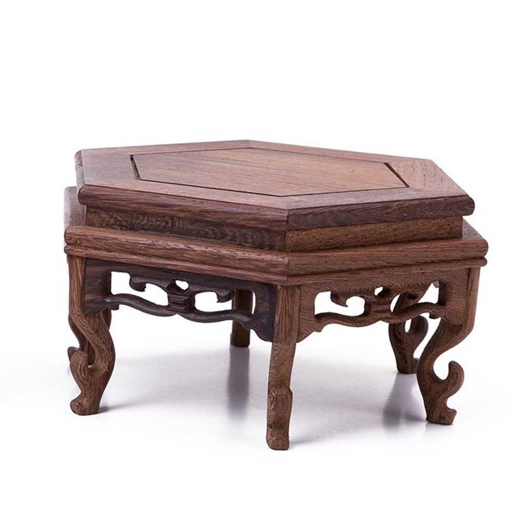 Hand Craft Hexagon Rosewood Fishbowl Vase Stand S14905