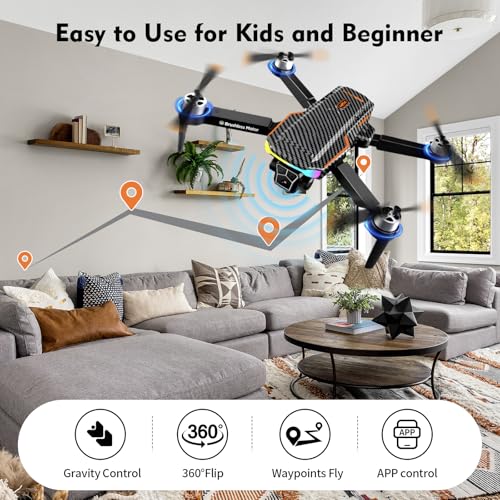 Foldable FPV Drone with Camera, Brushless Motor, 2 Battery V7116