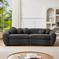87.7" Gray Teddy Upholstered 3 Seater Sofa with 5 Pillows K188717