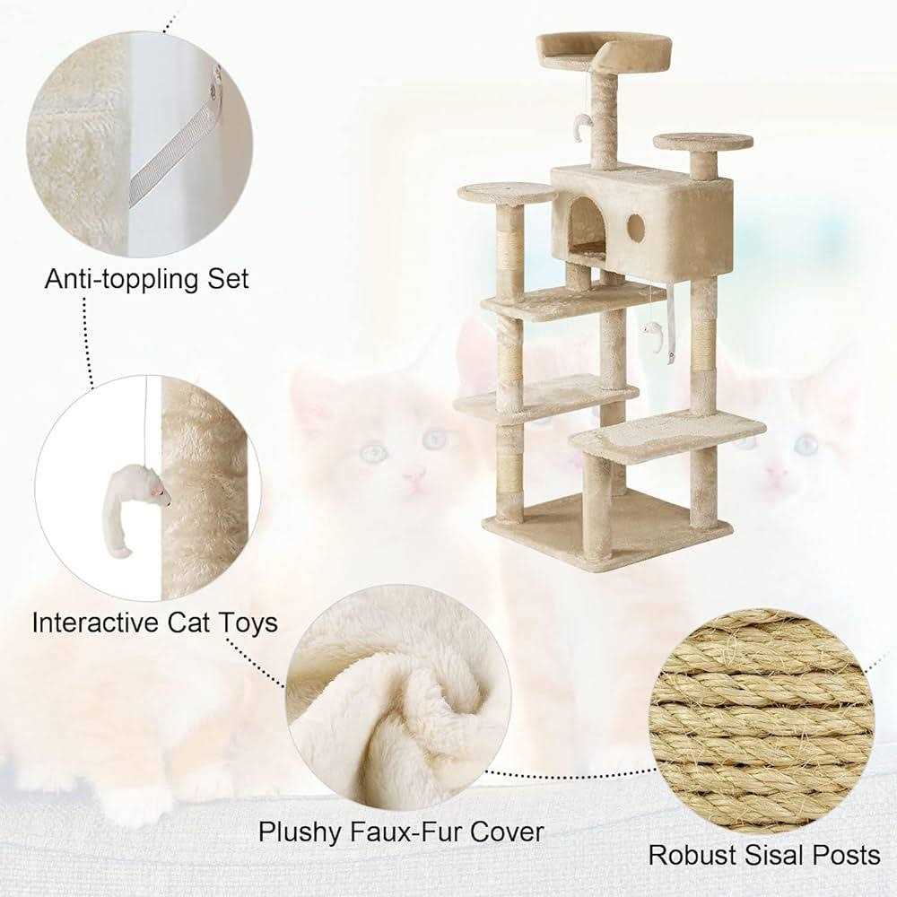 54in Cat Tree Tower with Scratching Posts Y70084