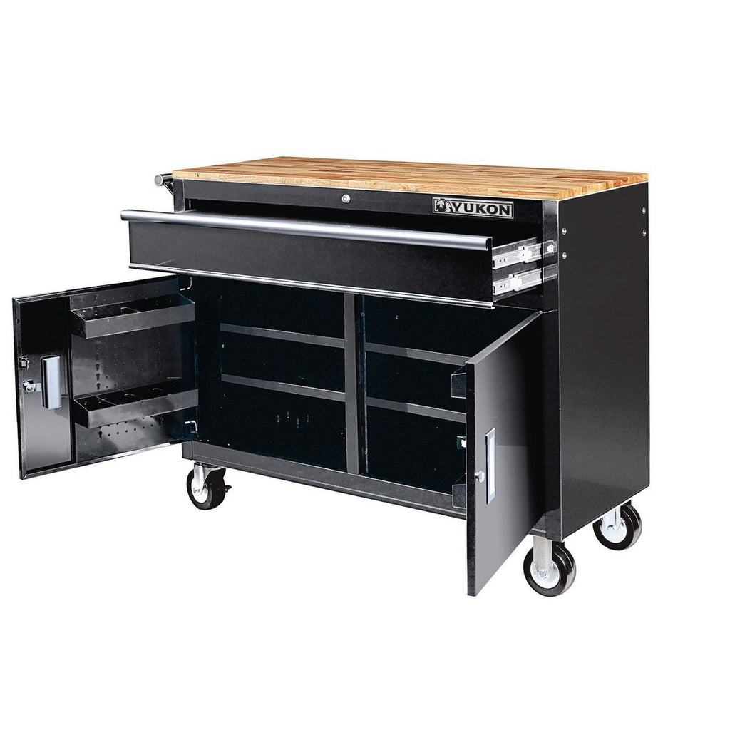 46 in. Mobile Workbench with Solid Wood Top O606312