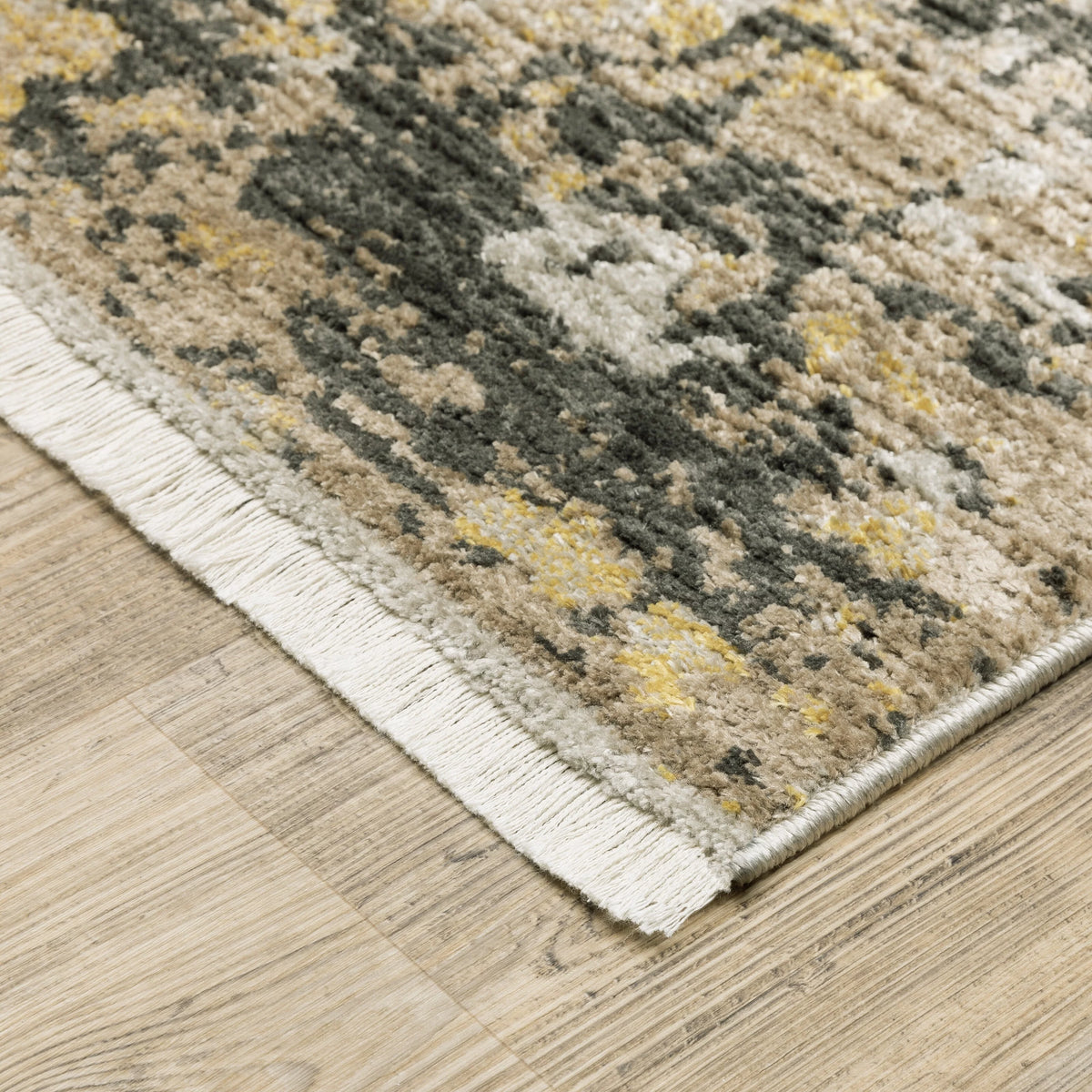 Abstract Gold Black Area Rug 2'3" x 7'6" T712