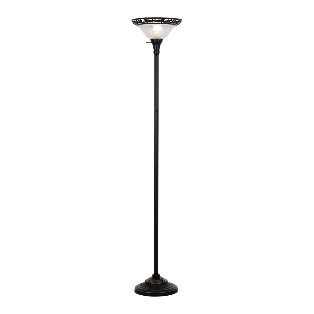 Bronze Victorian Floor Lamp with Etched Glass Shade F1659
