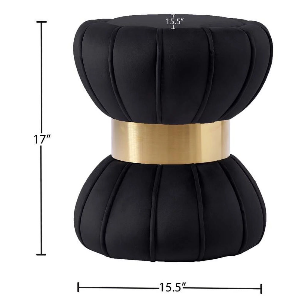 Black Velvet Ottoman Stool N75328