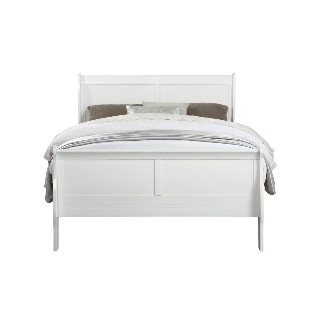 White Wooden Full Bed with Sleigh Headboard and Footboard B402432