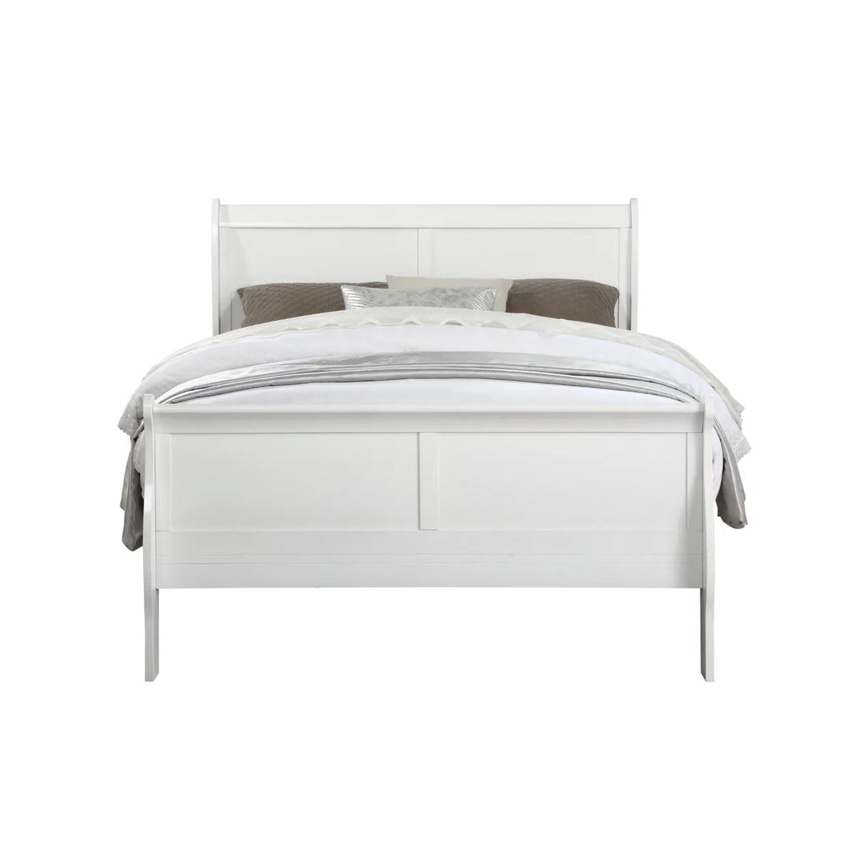 White Wooden Full Bed with Sleigh Headboard and Footboard B402432