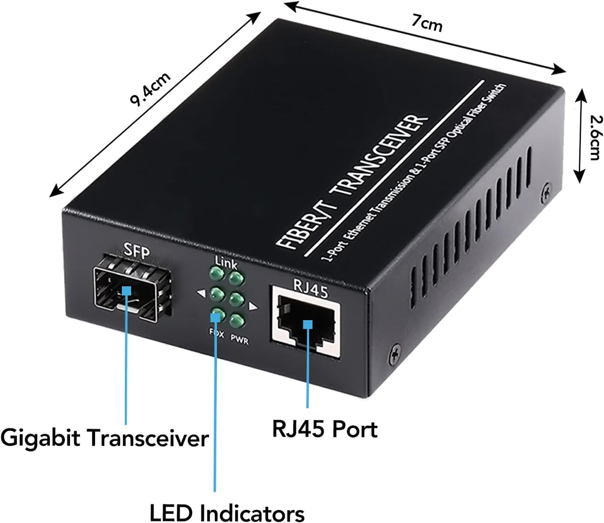1.25G/s Bidi Gigabit Multi-Mode Fiber Ethernet Media Converter with 2PCS Bidi SFP LC Dual Transceiver Module, 10/100/1000Base-Tx to 1000Base-SX SMF RJ45 to SFP Slot, 550M, Pack of 2 Z379