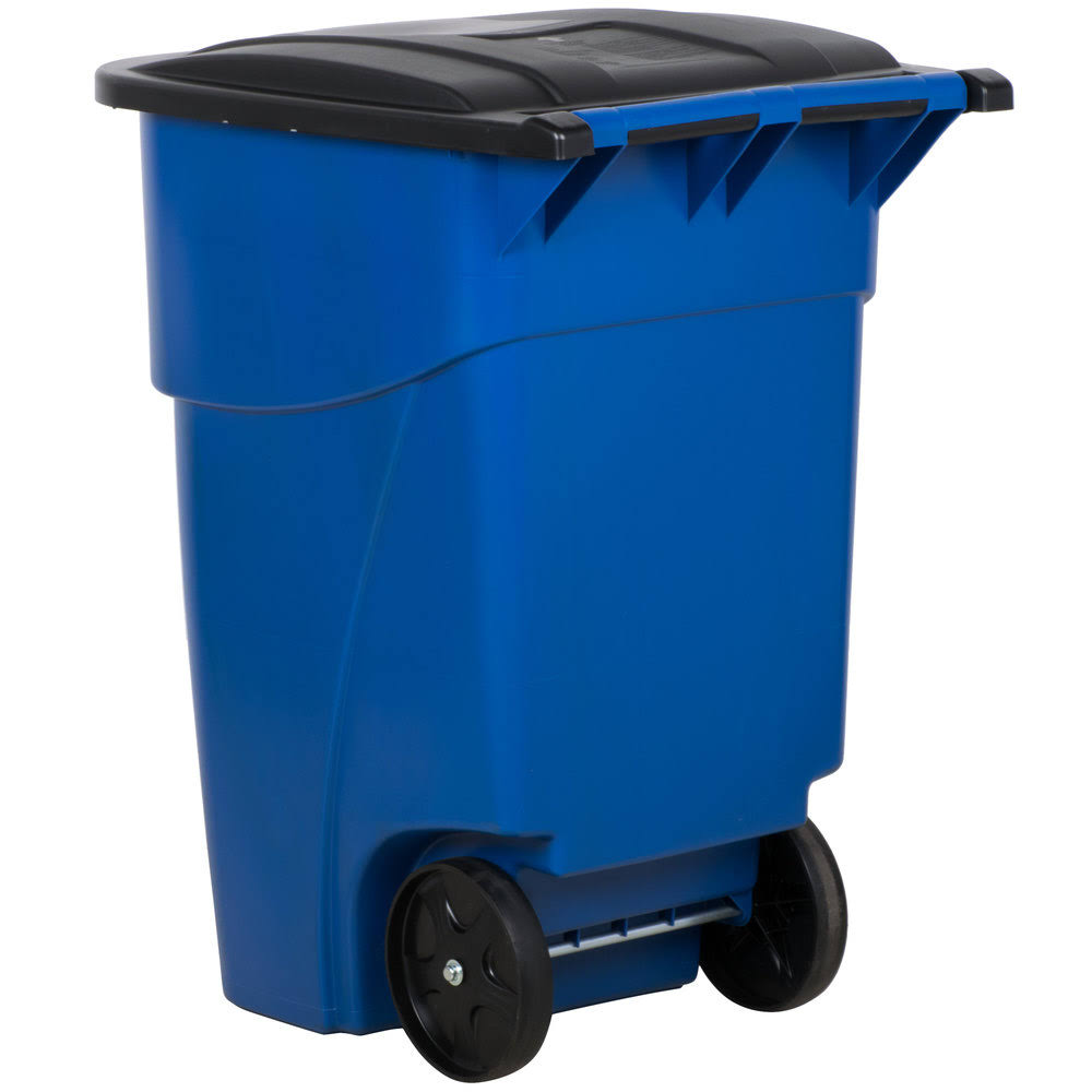 Blue 50 Gallon Recycling Rollout Container with Lid Y615444
