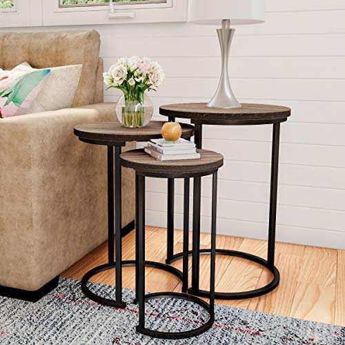 Set of 3 Round Faux Marble Nesting Tables D8756