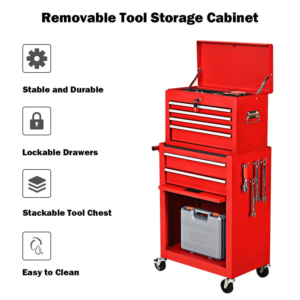 2 in 1 Rolling Storage Cabinet with 6 Drawers V879347