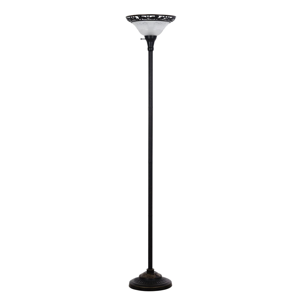 Bronze Victorian Floor Lamp with Etched Glass Shade F1659