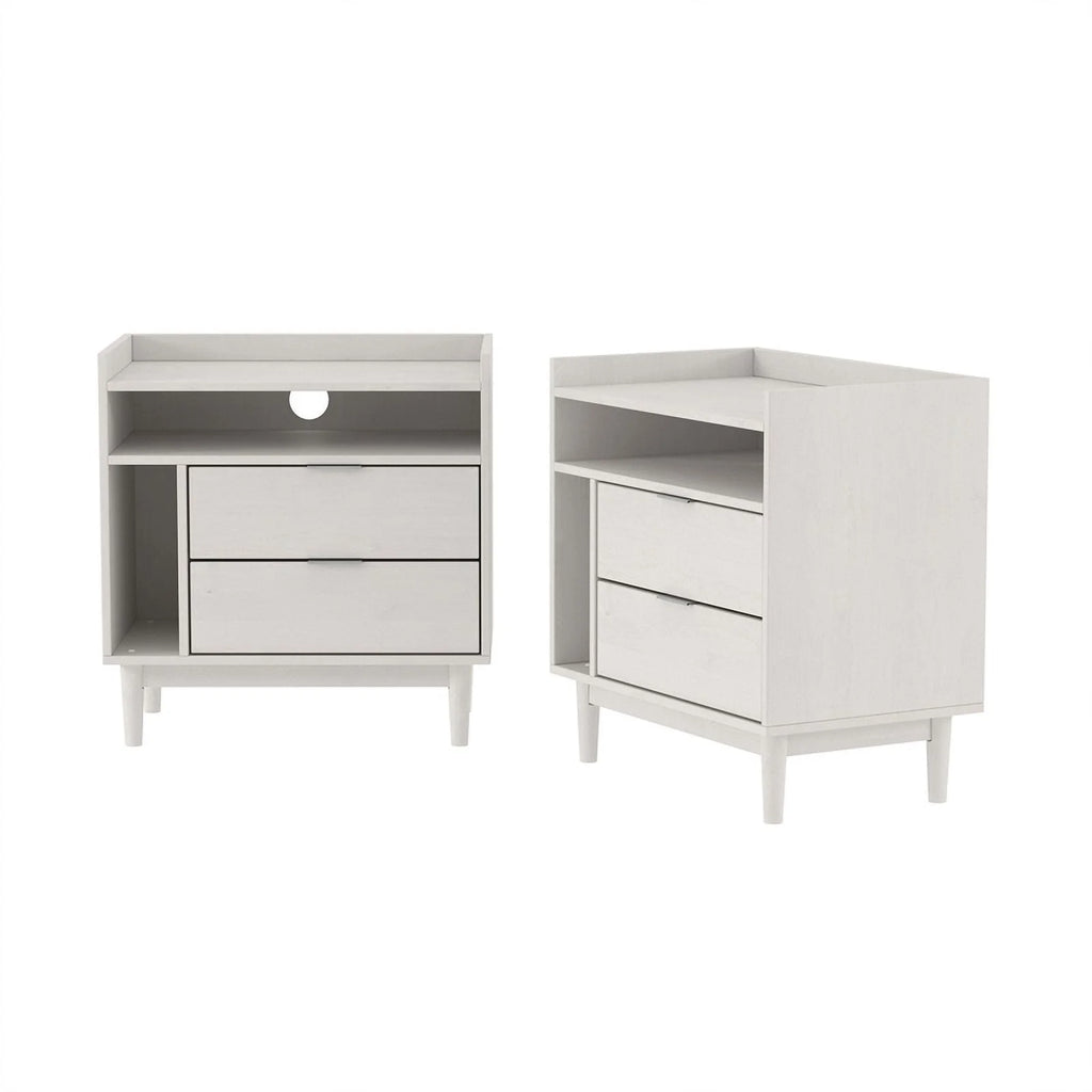 White 2 Drawer Solid Wood Night Stand 2PK R286020