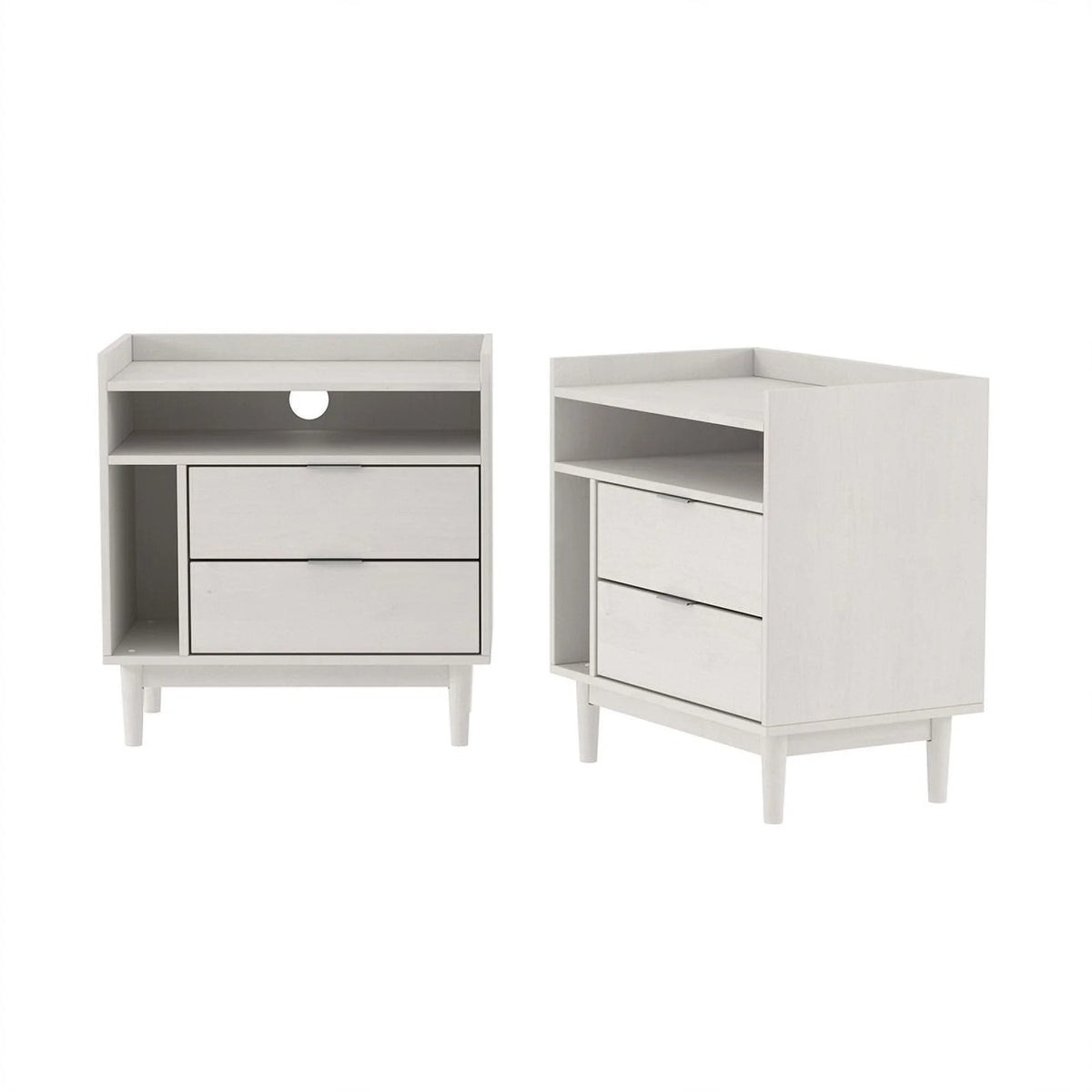 White 2 Drawer Solid Wood Night Stand 2PK R286020