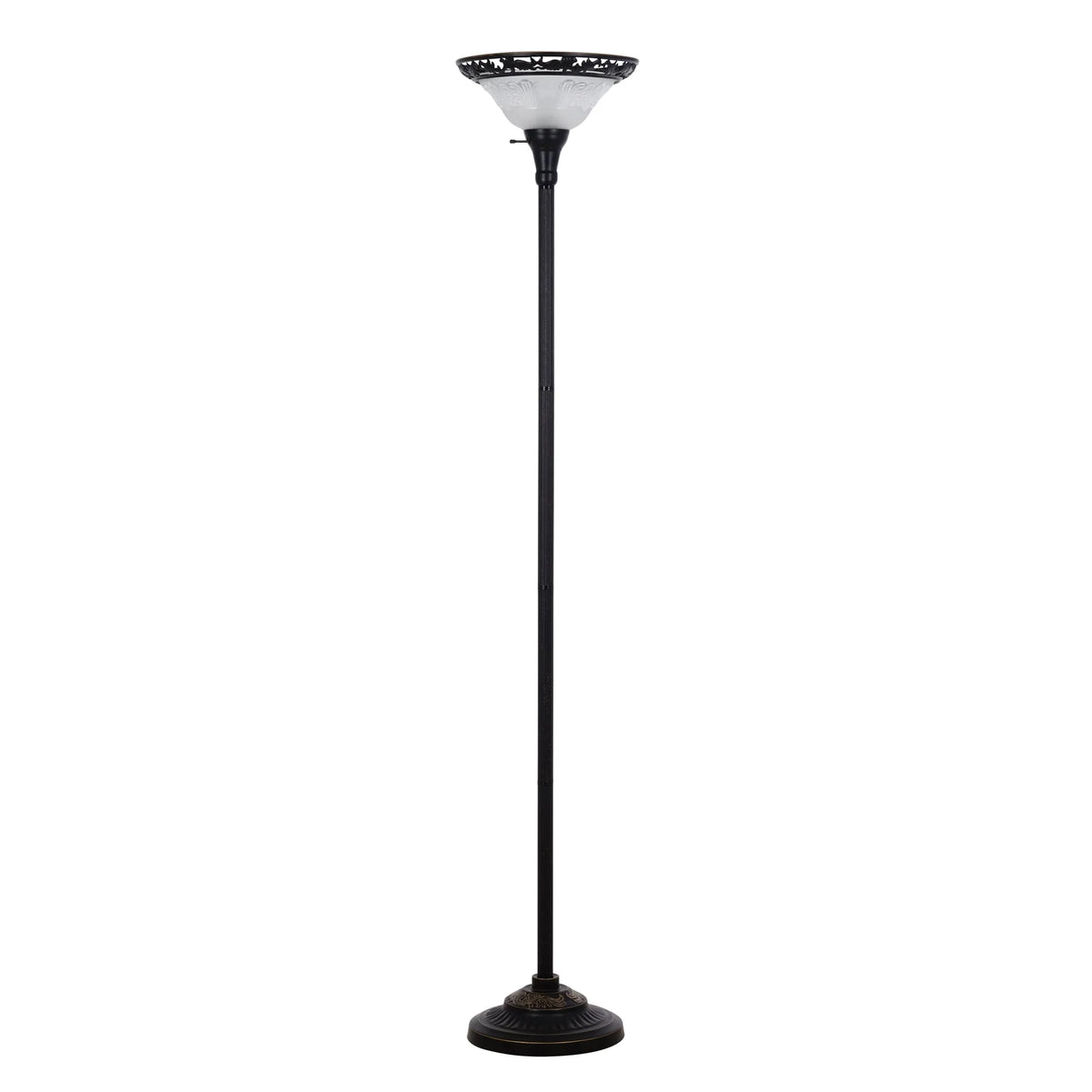 Bronze Victorian Floor Lamp with Etched Glass Shade F1659