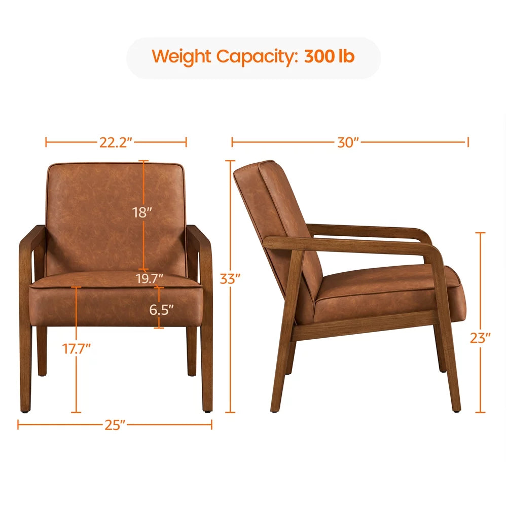 Light Brown Faux Leather Armchair A14784