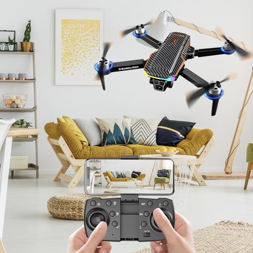 Foldable FPV Drone with Camera, Brushless Motor, 2 Battery V7116