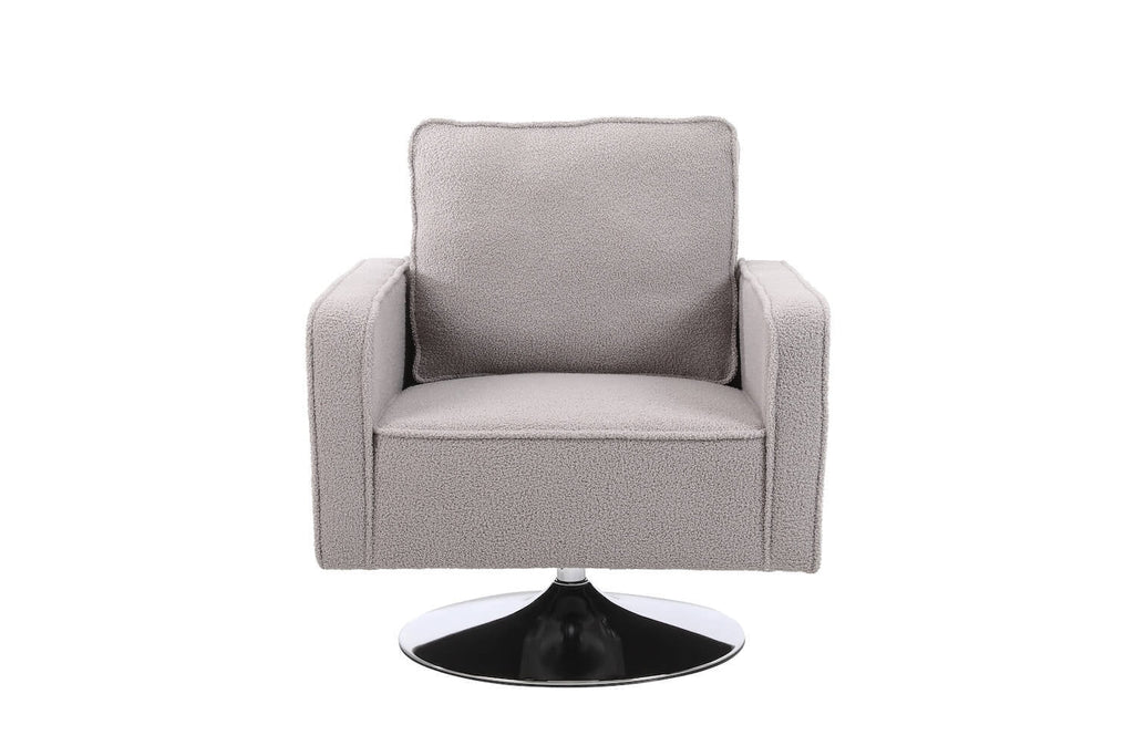Grey Teddy Fabric Swivel Accent Chair U818