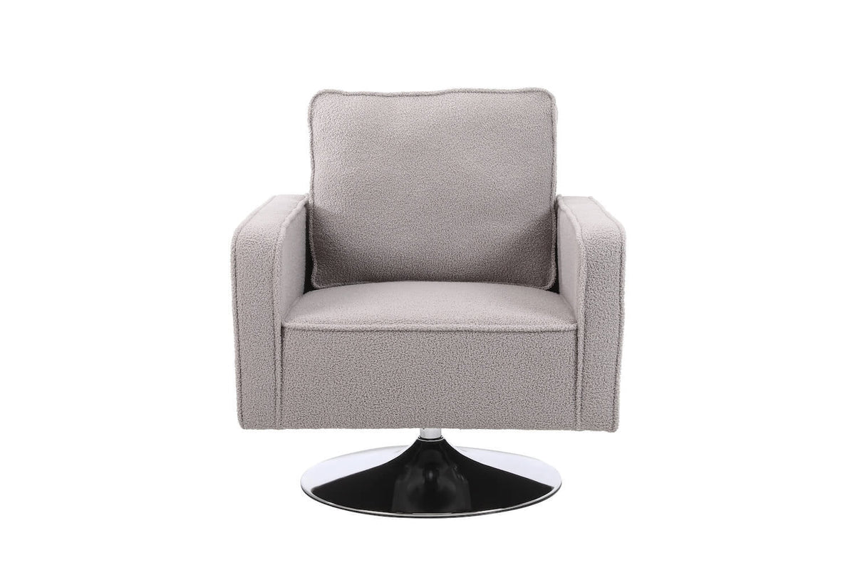 Grey Teddy Fabric Swivel Accent Chair U818