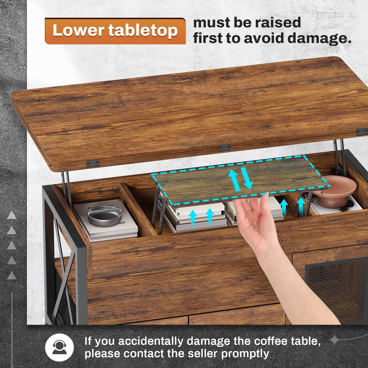 40" Lift Top Coffee Table with Storage Cabinet A735