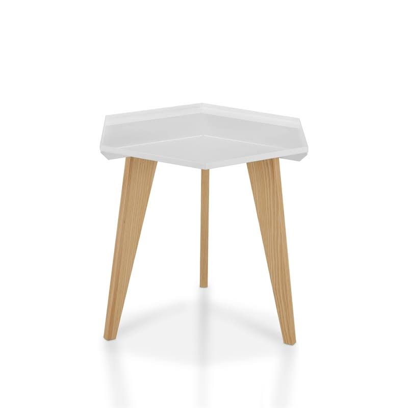 Modern Geometric End Table in White R197983