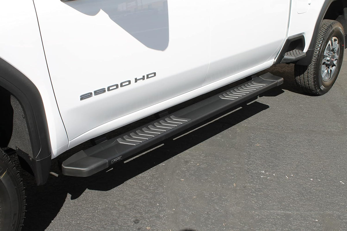6 inch Black Textured Running Boards with Bracket Covers Q226807