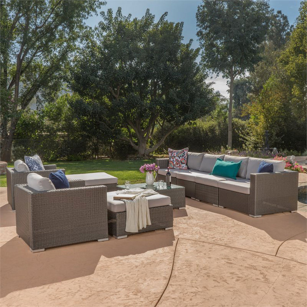 Grey Wicker Sectional with Aluminum Frame Q741762