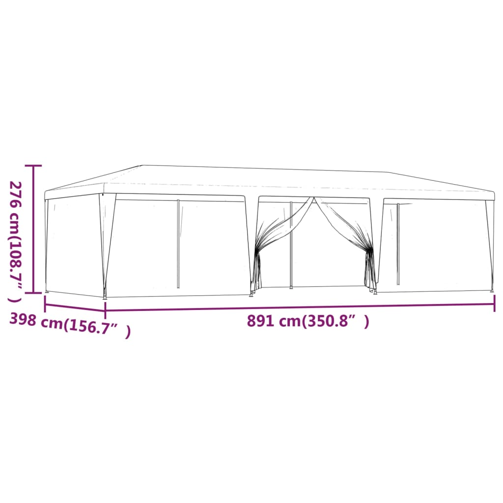 Party Tent with 8 Mesh Sidewalls Blue 29.5'x13.1' HDPE V440