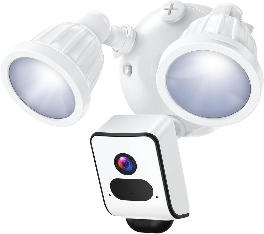2500 Lumens Floodlight Camera Outdoor Security Cam with Motion-Activated Light White Z608