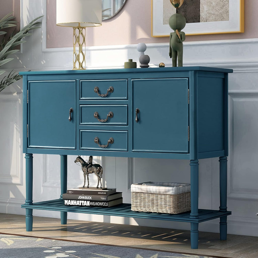 Solid Wood Console Table with 2 Drawers and 1 Cabinet V751