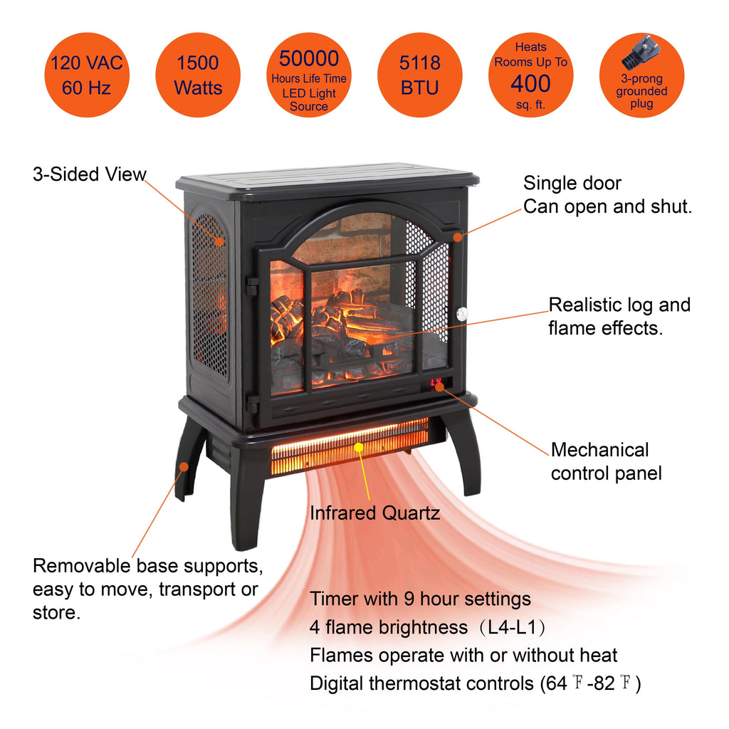 18 Inch 3D Infrared Electric Stove with Remote Control H373