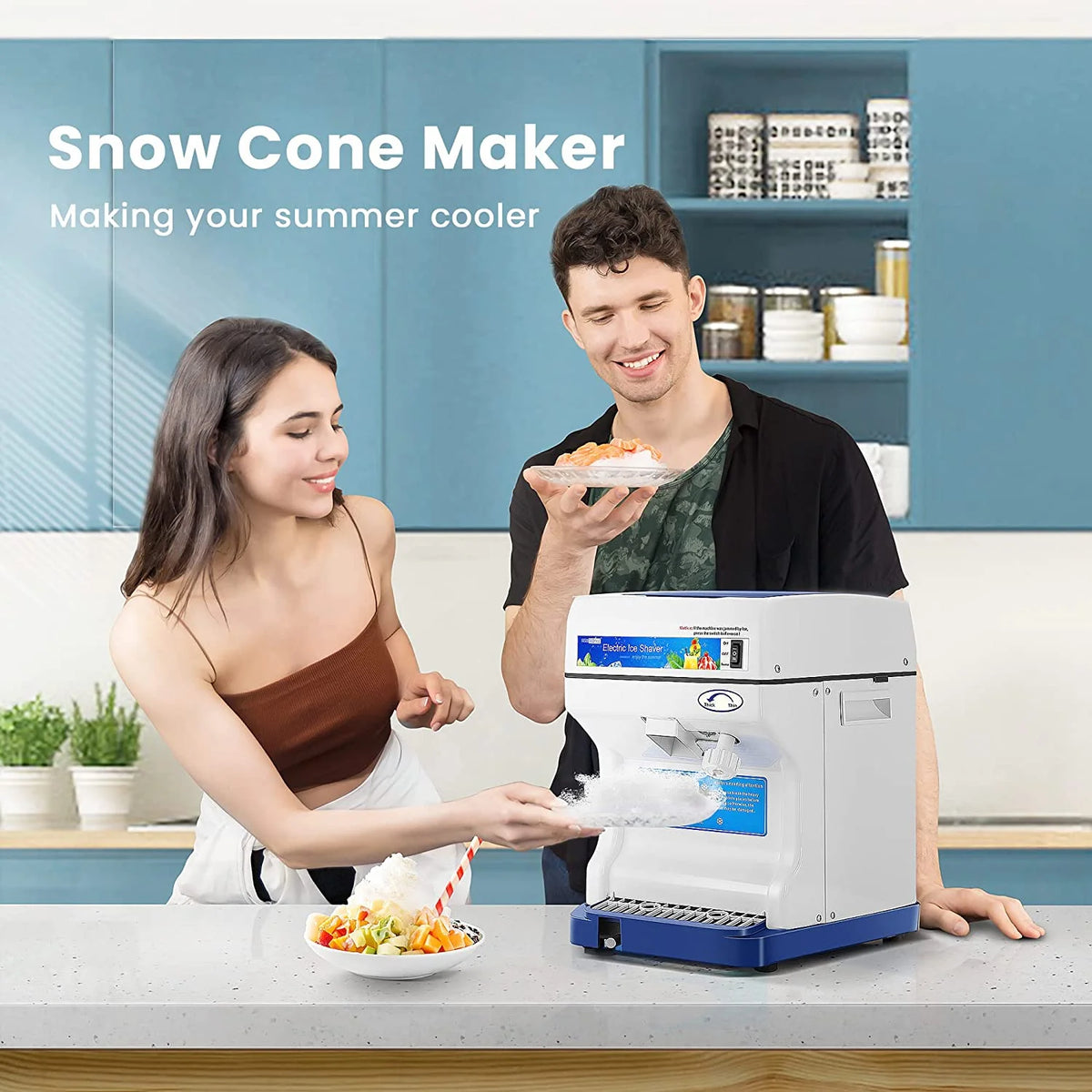 Blue Electric Ice Crusher Snow Cone Machine 265lbs/hr D436899