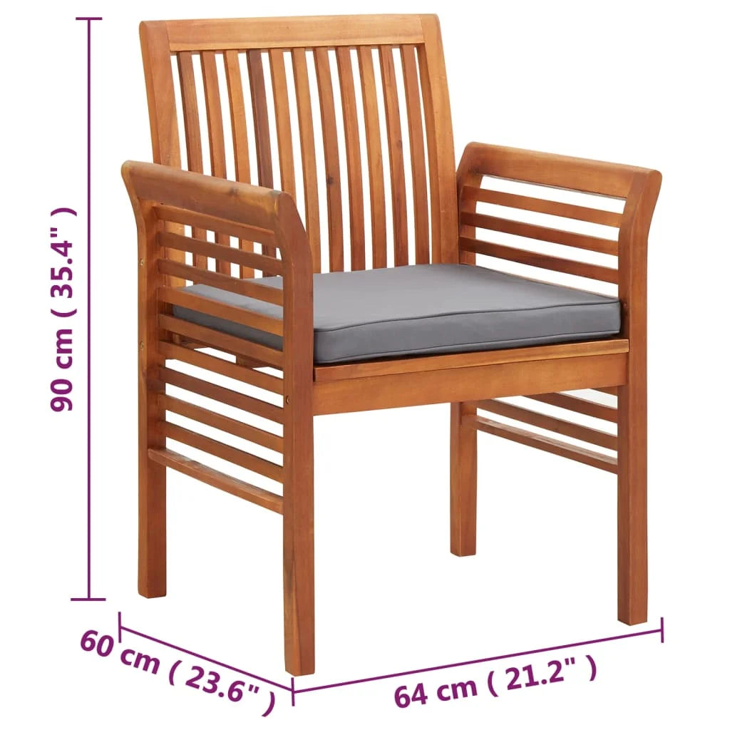 8 pcs Solid Wood Acacia Patio Dining Chairs with Cushions E144