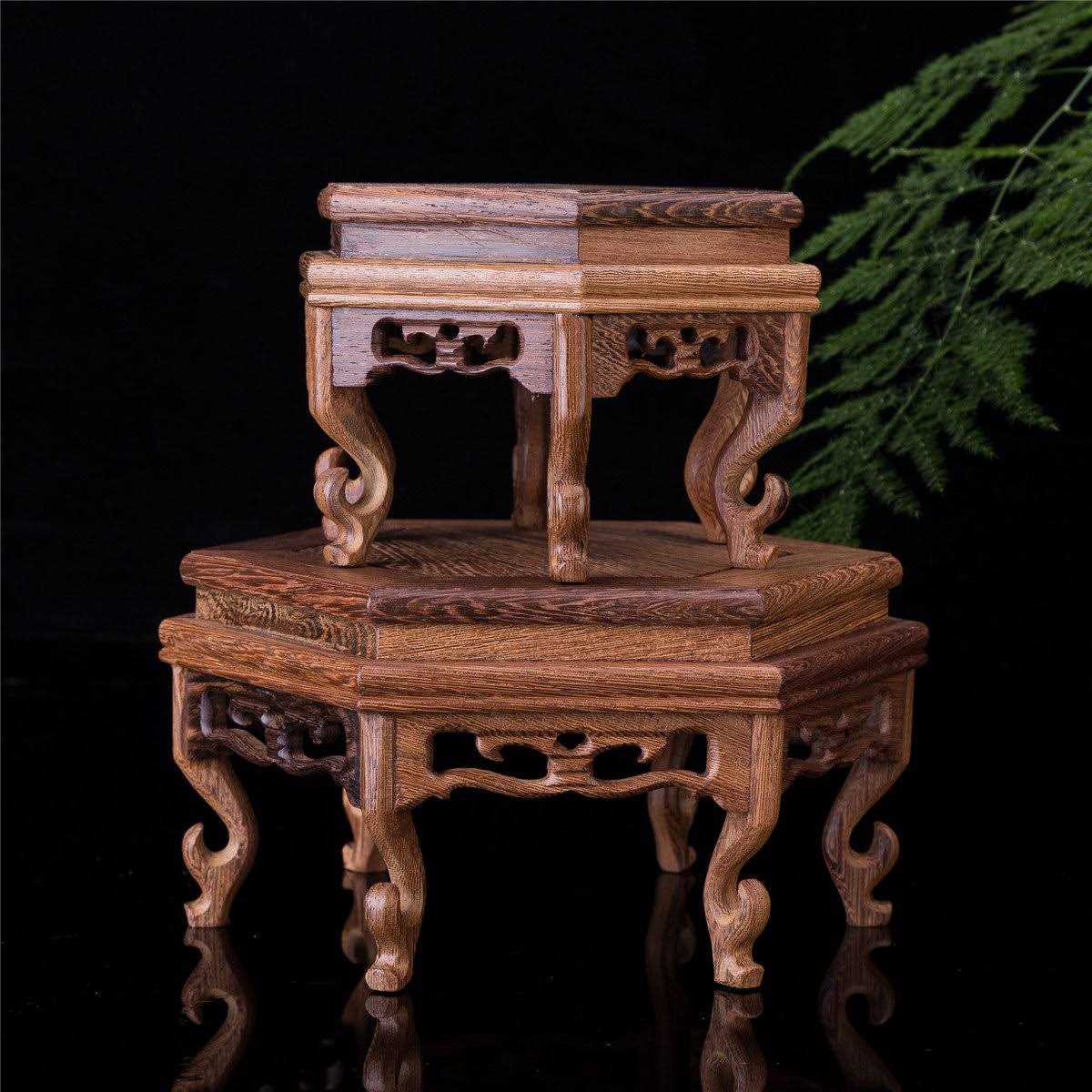 Hand Craft Hexagon Rosewood Fishbowl Vase Stand S14905