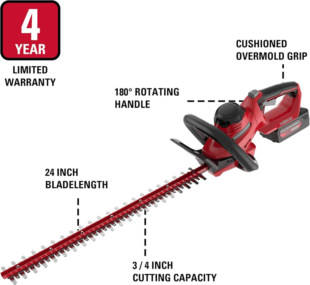 40V 24 Inch Cordless Hedge Trimmer with 2Ah Battery and Charger H2966