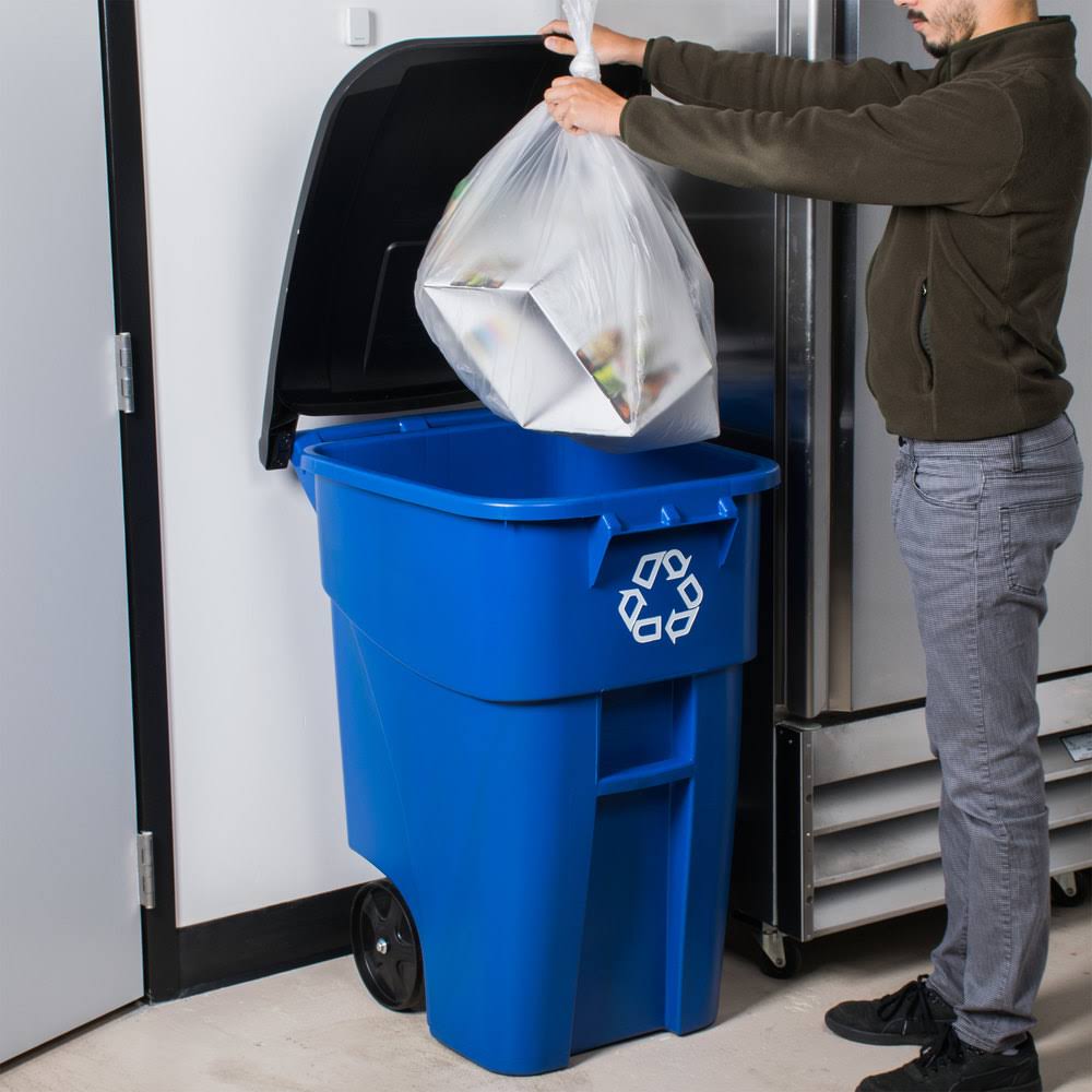 Blue 50 Gallon Recycling Rollout Container with Lid Y615444