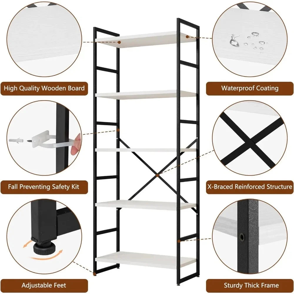 Tall 5 Tiers Bookcase Shelf D8762