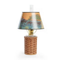 Wicker Oil Lamp with Shade A39139