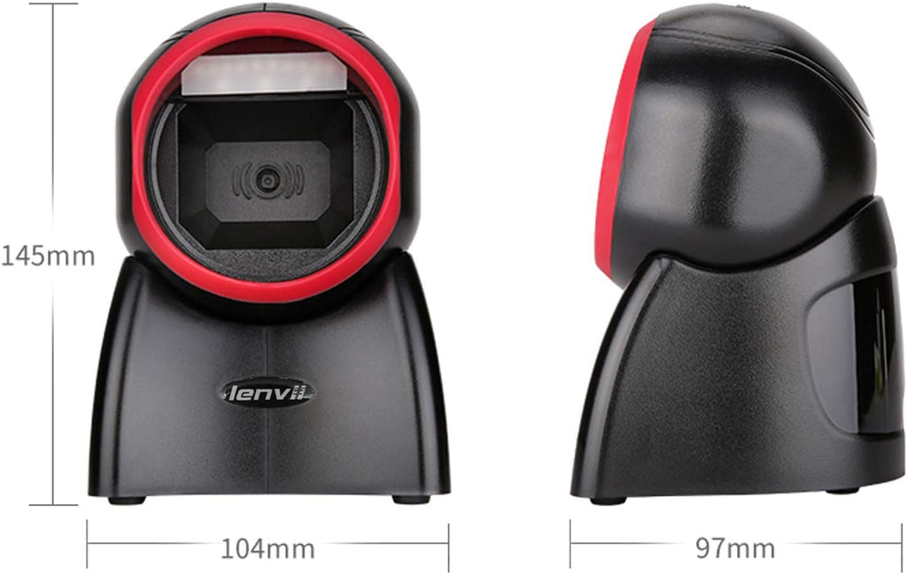 2D Barcode Scanner Desktop USB Wired Omni-Directional Hands-Free Automatic Barcode Reader Support 1D and QR-Code for Screen Scanning POS System L940614