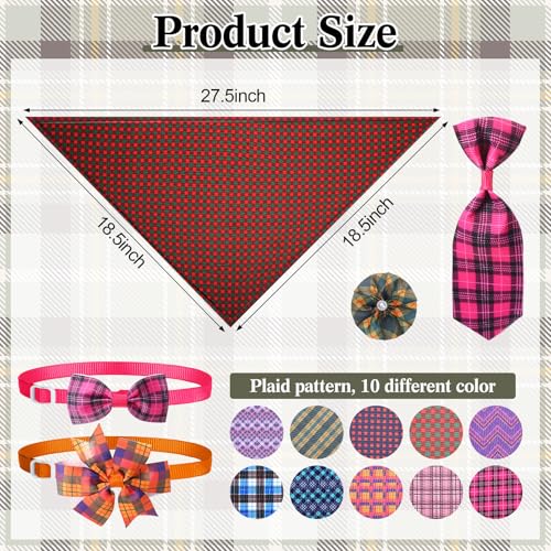 50 Pcs Plaid Dog Bandana Collar Set N38116