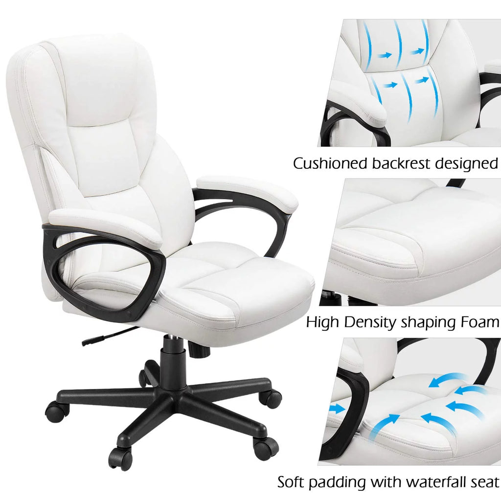 Black Faux Leather High-Back Executive Office Chair with Lumbar Support P869